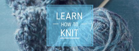 Tips for Knitting with Blue Thread Facebook cover Modelo de Design