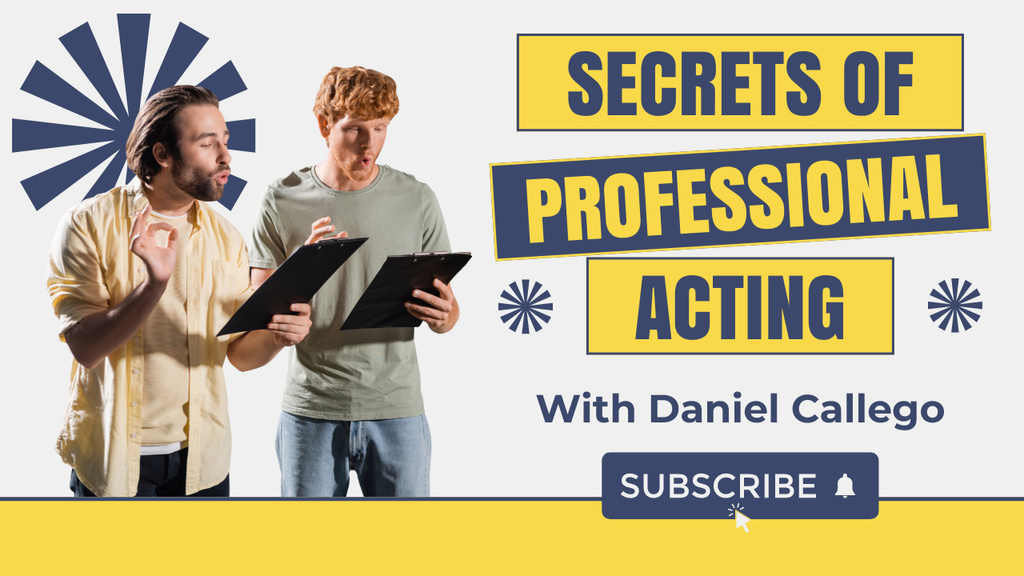 Secrets of Professional Acting Youtube Thumbnail Modelo de Design