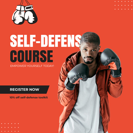 Discount Offer On Self-Defence Course Instagram AD Design Template