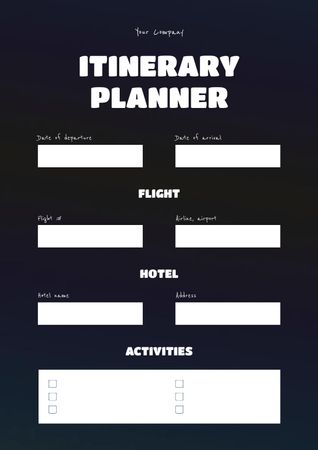 Itinerary Planner in Blue Schedule Planner Design Template