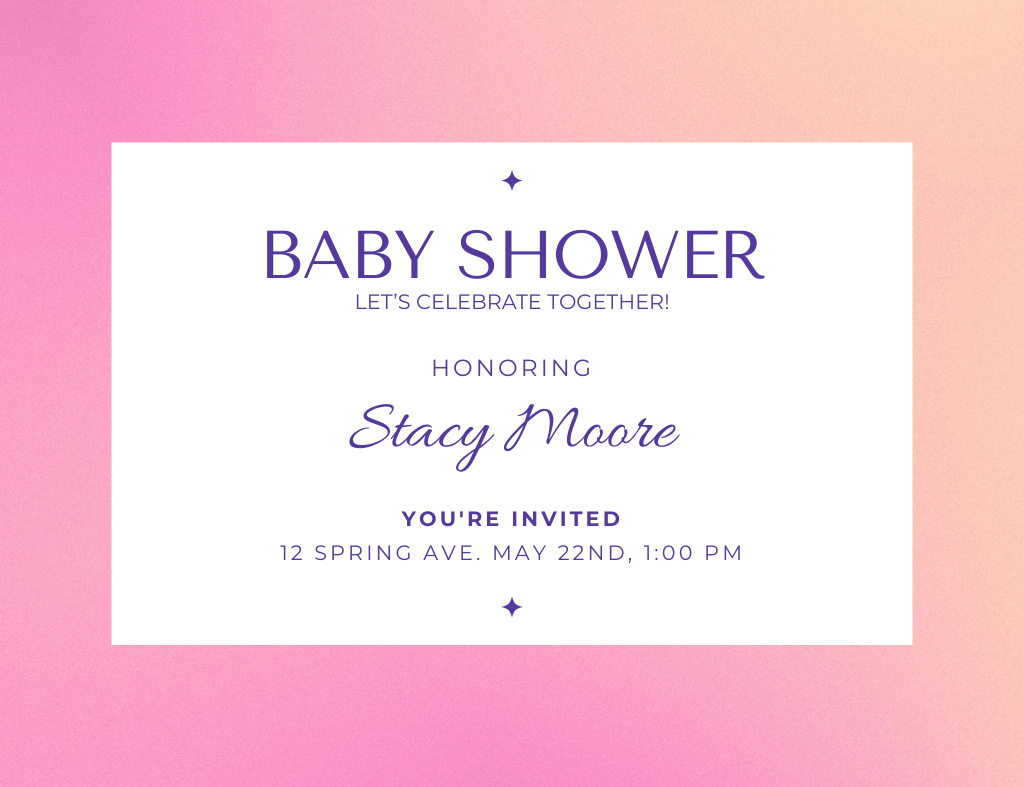 Baby Shower Event Announcement Invitation 13.9x10.7cm Horizontal Design Template