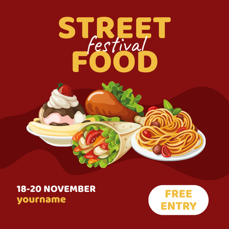 Festival Announcement with Illustration of Food Instagram Design Template