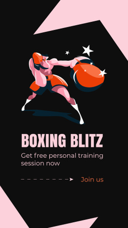 Modèle de visuel Annonce de cours de boxe avec illustration créative d'un combattant - Instagram Story