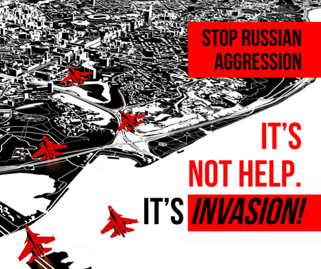 Stop Russian Aggression against Ukraine with Gloomy Illustration Facebook Design Template