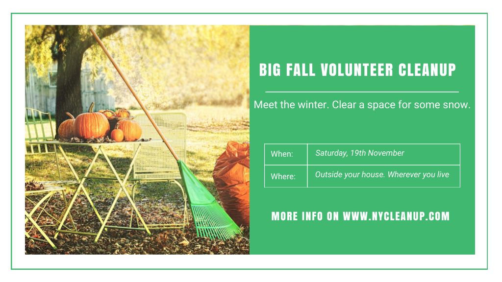 Volunteer Cleanup Announcement Autumn Garden with Pumpkins Titleデザインテンプレート