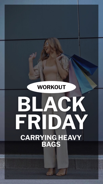 Black Friday Sale with Cheerful Woman with Purchases TikTok Video tervezősablon