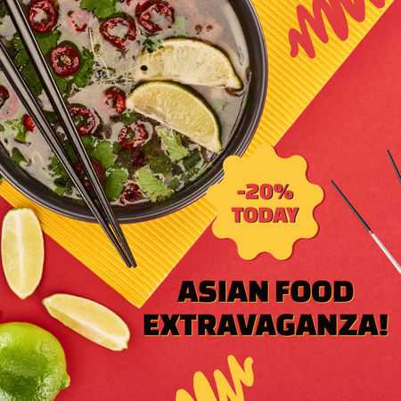 おいしいアジア料理を割引価格で提供 Animated Postデザインテンプレート