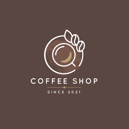 Brown Coffee Shop Emblem with Cup Logoデザインテンプレート