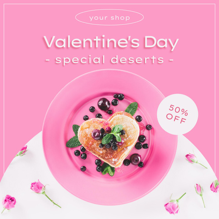 Offer Discount on Special Dessert for Valentine's Day Instagram AD Design Template
