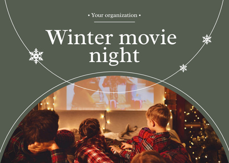 Announcement of winter movie night Postcard 5x7in Design Template