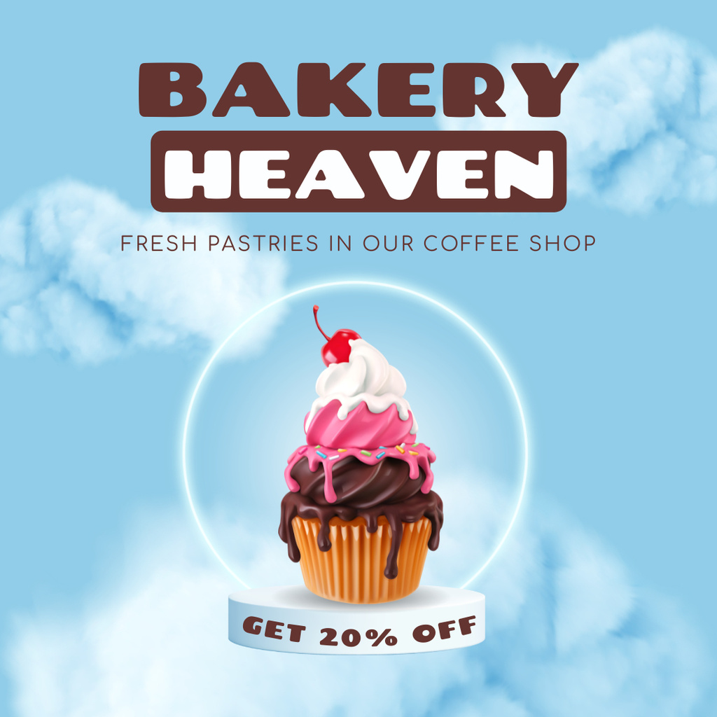Creamy Cupcakes At Discounted Rates In Coffee Shop Instagram Šablona návrhu