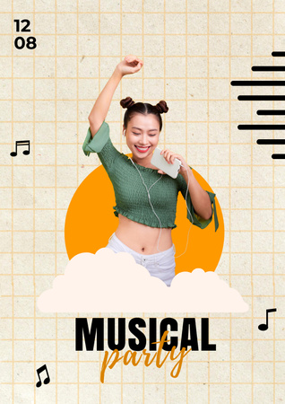 Music Party Announcement Poster Design Template
