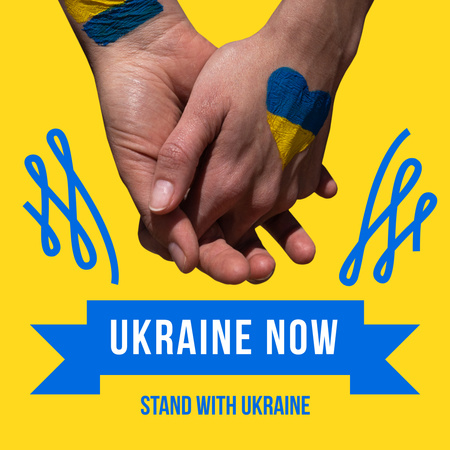 Stát s Ukrajinou s lidmi, kteří se drží za ruce Instagram Šablona návrhu