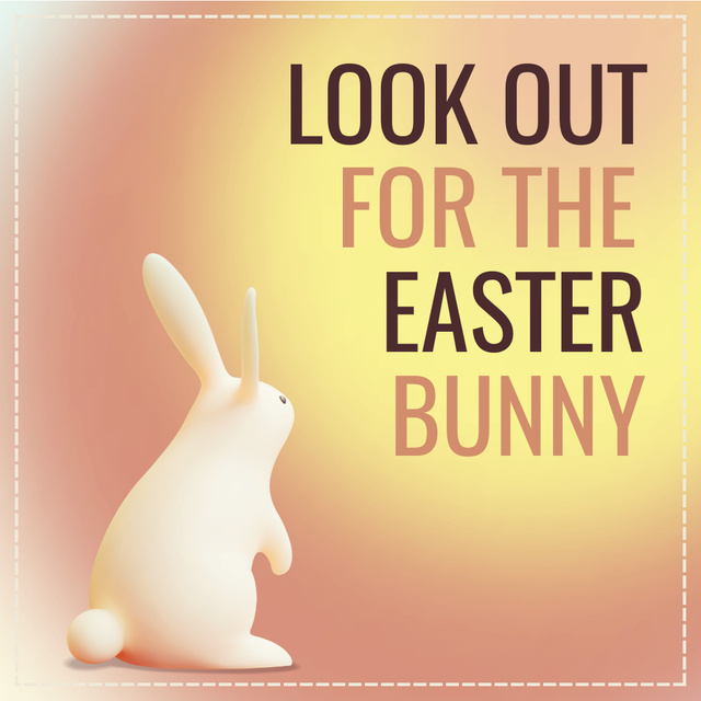 Cute Easter Bunny on Gradient Instagram Design Template