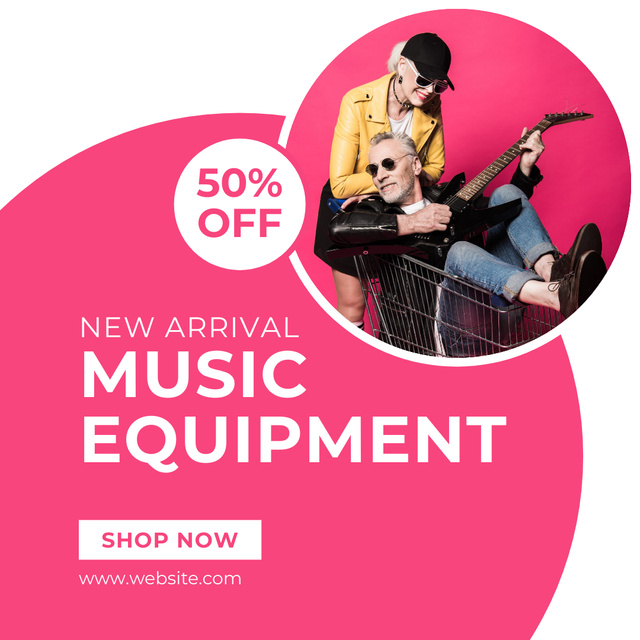 Ontwerpsjabloon van Instagram AD van Discount Announcement for New Arrival Musical Equipment