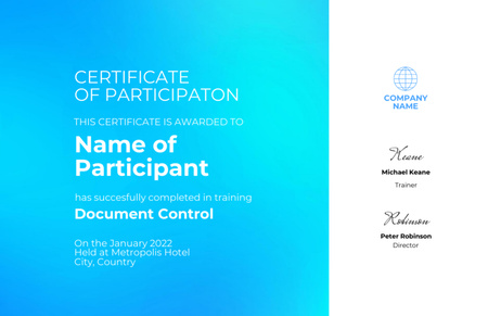 Platilla de diseño Employee Participation Certificate on Professional Development Certificate 5.5x8.5in