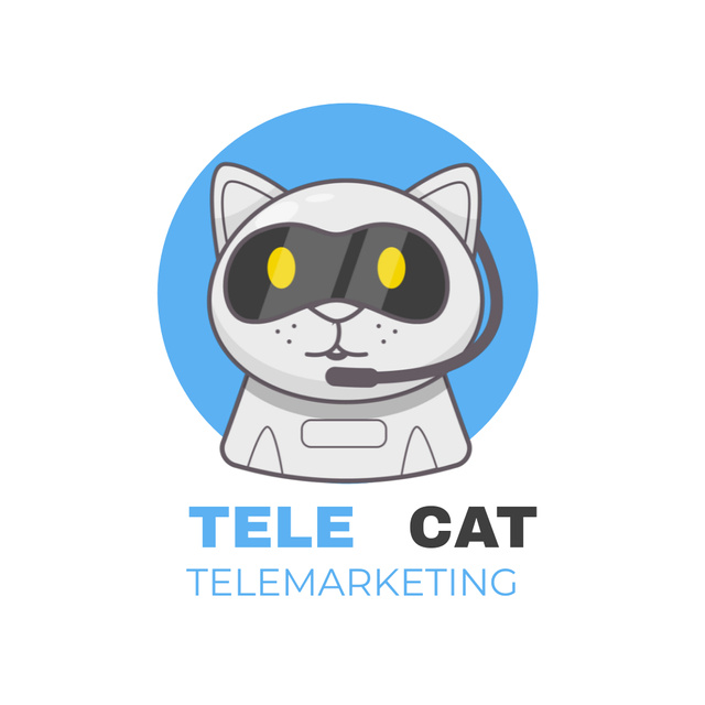 Cute Cat And Telemarketing Agency Service Promotion Animated Logoデザインテンプレート