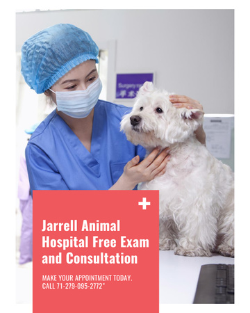 Template di design Vet Clinic Ad Doctor Holding Dog Poster 16x20in