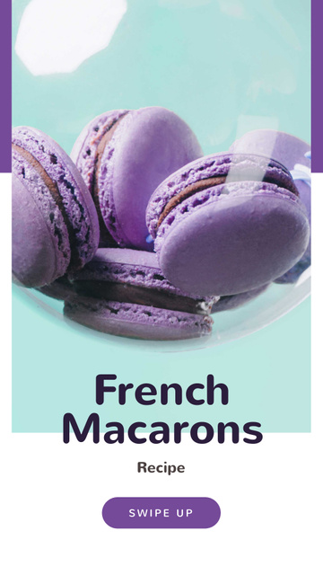 Designvorlage French Macarons Ad in Purple für Instagram Story