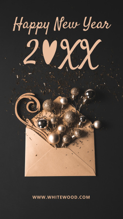Designvorlage Umschlag und aufrichtige Neujahrsgrüße für Instagram Story