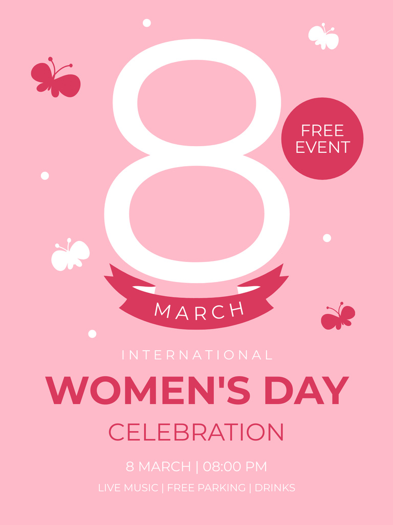 Ontwerpsjabloon van Poster US van Free Event on International Women's Day