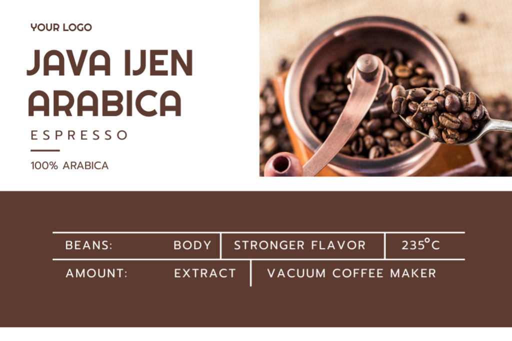 Java Ijen Espresso Coffee Label Šablona návrhu