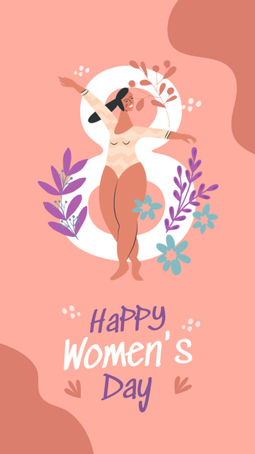 Template di design International Women's Day Greeting with Floral Illustration Instagram Story