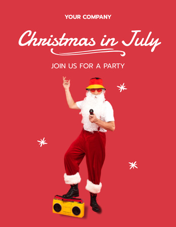  Christmas Party In July with Jolly Santa Claus Flyer 8.5x11in Design Template
