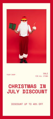 Christmas Discount in July with Merry Santa Claus Flyer 3.75x8.25inデザインテンプレート