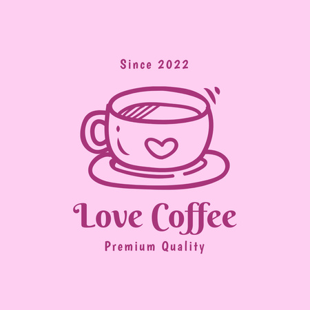 Ontwerpsjabloon van Logo 1080x1080px van Premium Coffee Offer with Cute Cup of Coffee