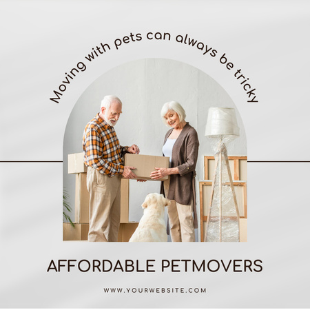 Happy Senior Couple with dog in New House Instagram Design Template