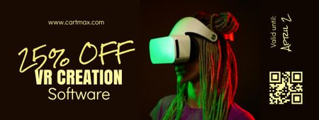 Woman in Virtual Reality Glasses Coupon – шаблон для дизайна