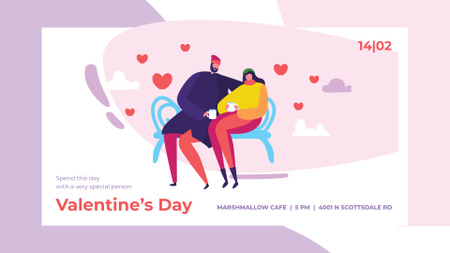 Couple drinking Coffee on Valentine's Day FB event cover Design Template