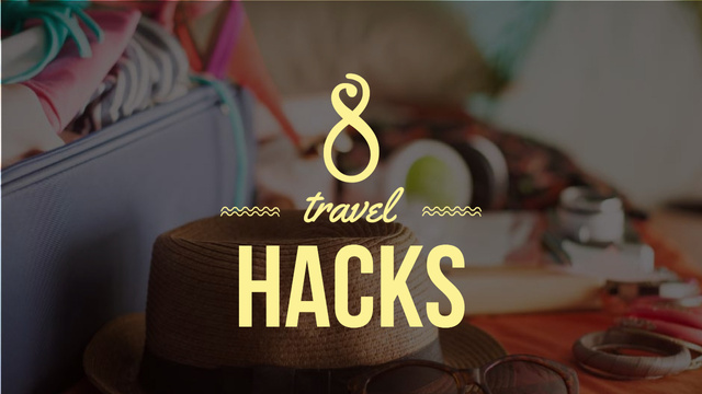Travel Hacks Ad Clothes in Travel Suitcase Youtube Thumbnail Tasarım Şablonu