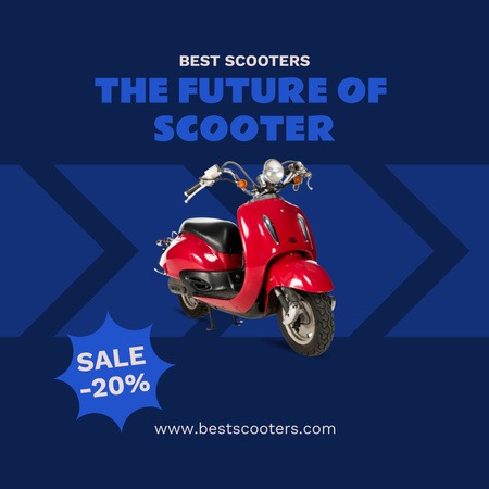 Scooter Discount Advertisement on Blue Instagram Design Template