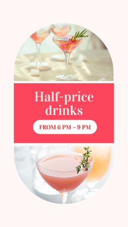 Refreshing Cocktails At Half Price In Bar Instagram Video Story Design Template