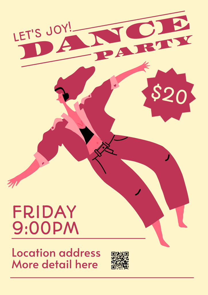 Dance Party Event Announcement Poster Design Template