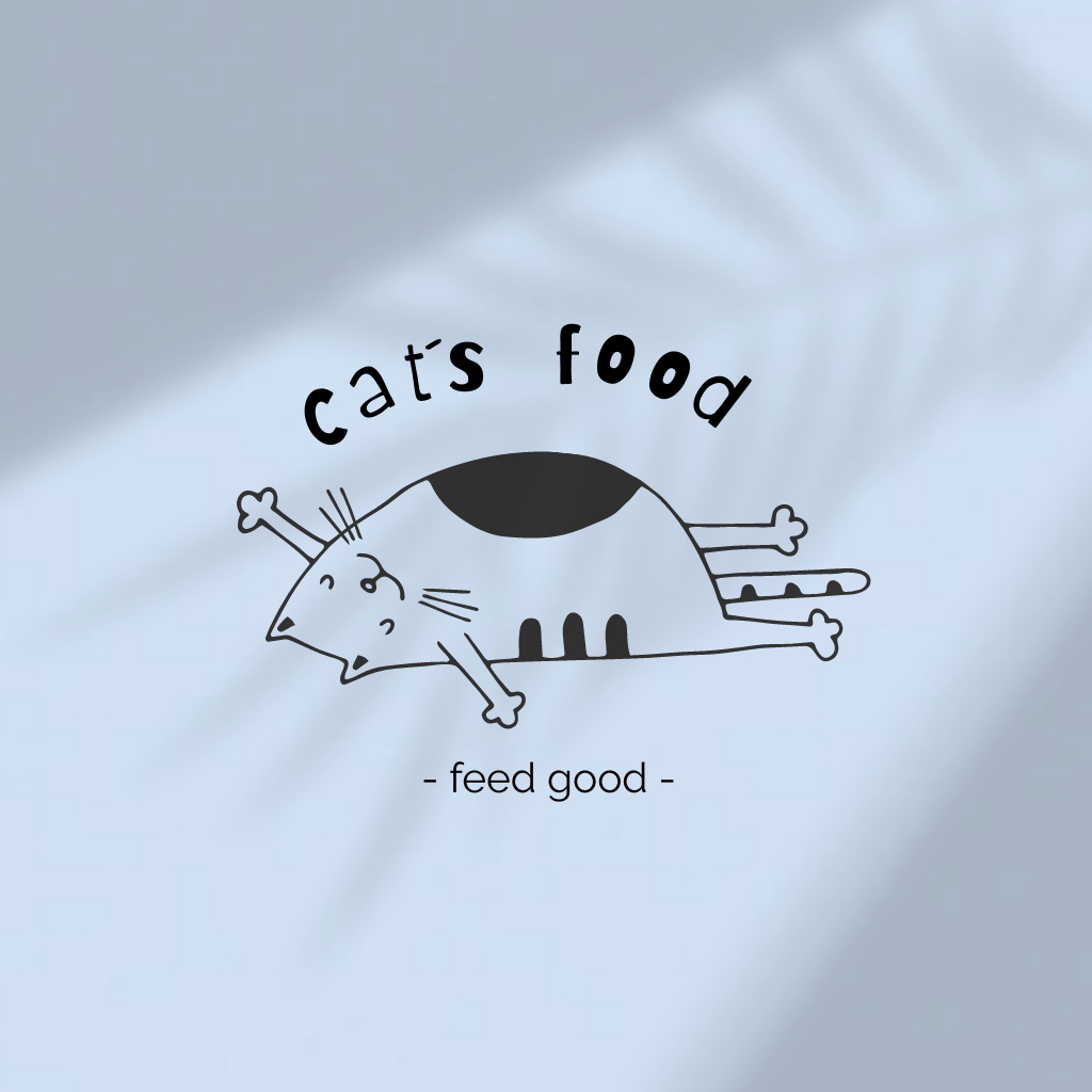 Pet's Food Offer with Funny Fat Cat Logo Tasarım Şablonu