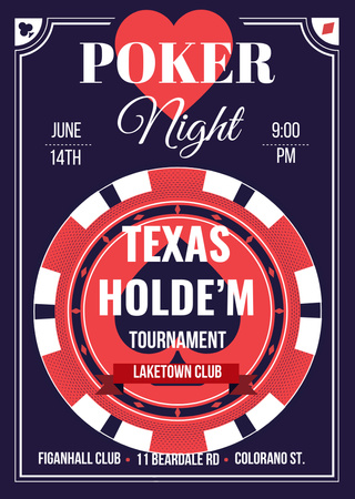 Poker night tournament night Flyer A6 Design Template