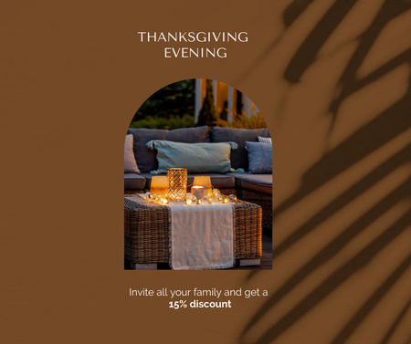 Thanksgiving Holiday Celebration with Cozy Festive Table Facebook Modelo de Design