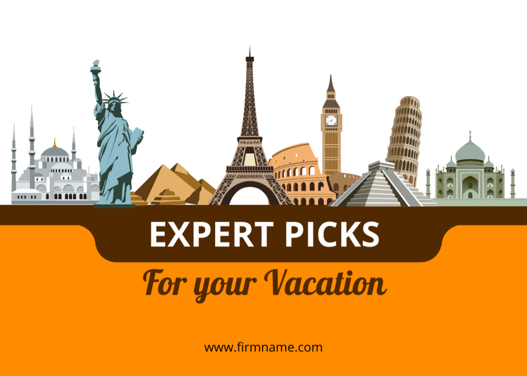 Best Picks of Places for Vacation Postcard 5x7in Design Template