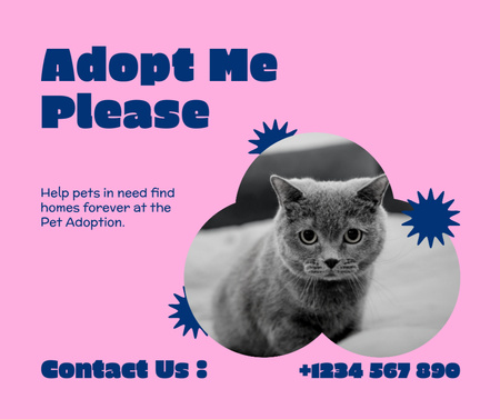Announcement of Pet Shelter with Gray Cat Facebook Design Template