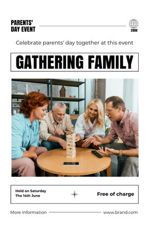 Family Playing Jenga Game Invitation 5.5x8.5in Design Template
