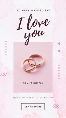 Special Valentine's Offer with Golden Wedding rings Instagram Story Design Template