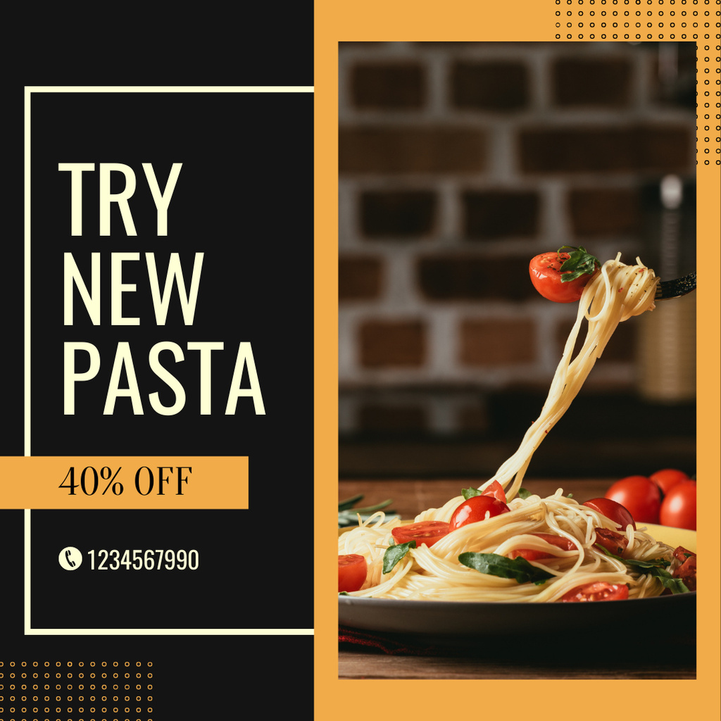 Italian Dish tasty Pasta with Tomatoes Instagram Design Template