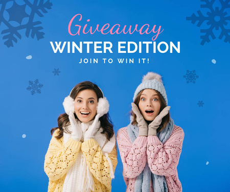 Designvorlage Winter Special Offer with Beautiful Girls für Facebook