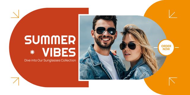 Ontwerpsjabloon van Twitter van Summer Vibe with New Sunglasses Collection