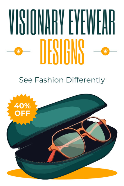 Fashionable Glasses in Stylish Case at Discount Pinterest Šablona návrhu