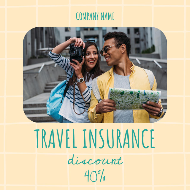 Designvorlage Travel Insurance Discount Offer für Animated Post