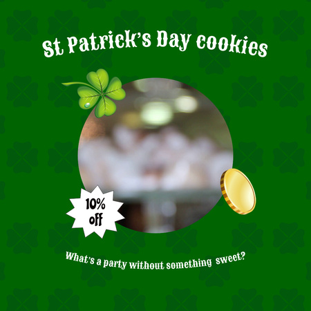Sweet Cookies Sale Offer On Patrick’s Day Animated Post Design Template